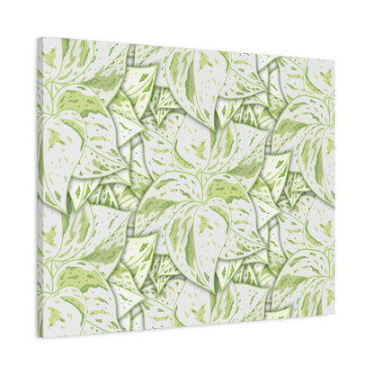Snow Queen Pothos Pattern Canvas Print – Botanical Wall Art