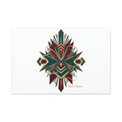 Art Deco geometric brass print Canvas | Neo-Deco chrome & gold fan motif