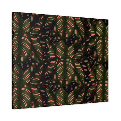 Calathea Pinstripe Pattern Canvas Print – Botanical Wall Art