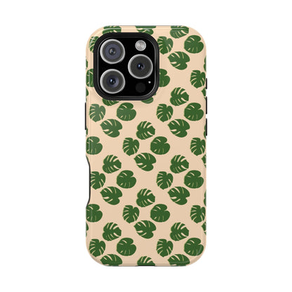 Monstera Pattern Phone Case – Dual Layer Protective Cover