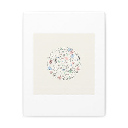 Doodle Circle Line Drawing Matte Canvas, Hand-Drawn Sketch Art
