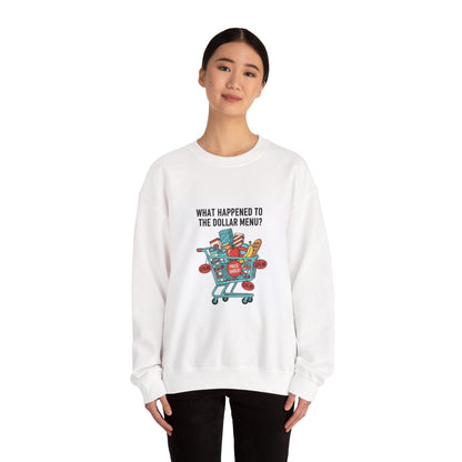 What Happened to the Dollar Menu? Sweatshirt | Grocery Prices Meme, Budget Humor