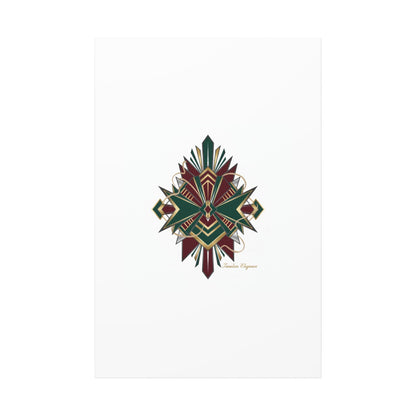 Art Deco geometric brass print Canvas | Neo-Deco chrome & gold fan motif