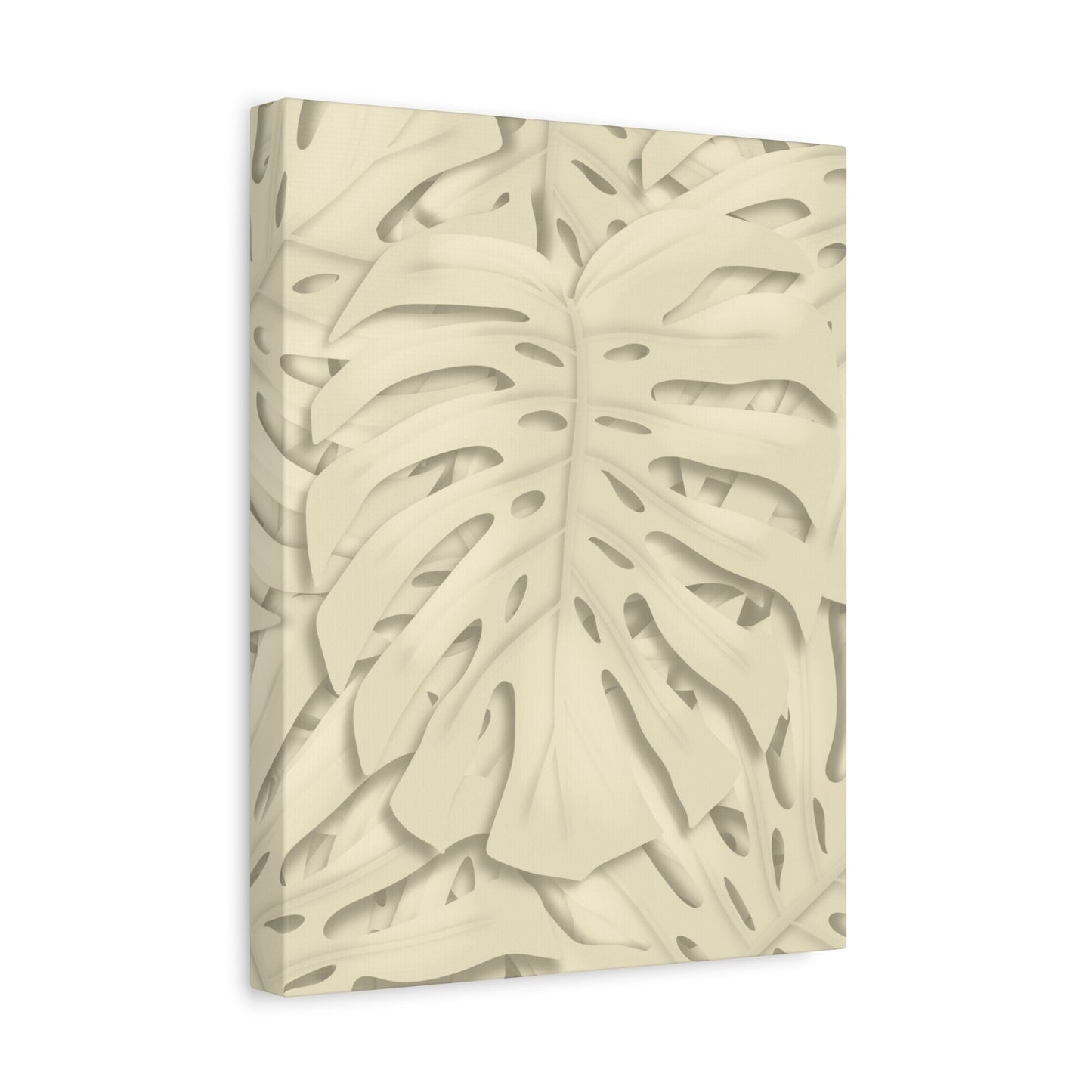 Beige Monstera Canvas Print – Botanical Wall Art