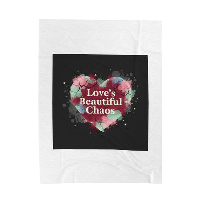 Love's Beautiful Chaos Velveteen Blanket | Soft Grunge Hearts, Distressed Heart Collage