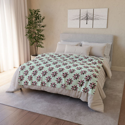 Pink Princess Philodendron Pattern Cozy Fleece Throw Blanket