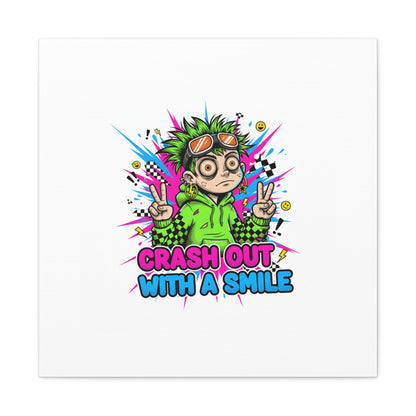Crash Out With a Smile Canvas Print | Neon Skate Graffiti, Meme Meltdown Art