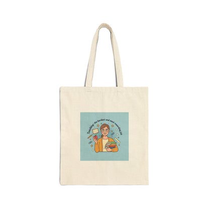 Teacher Life Illustration Tote | Classroom Pride, School Humor Cotton Canvas