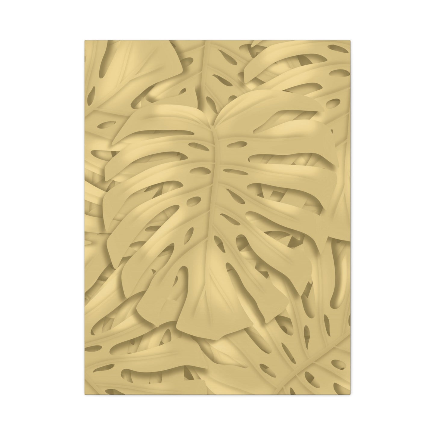 Golden Monstera Canvas Print – Botanical Wall Art