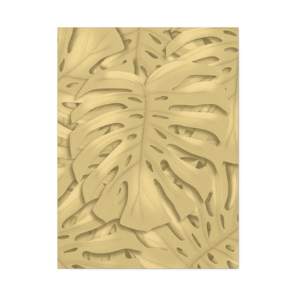 Golden Monstera Canvas Print – Botanical Wall Art