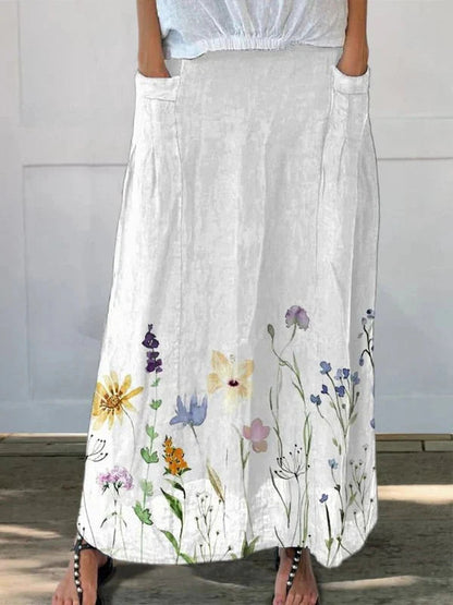 Women's Fashion Simplicity New Pocket Print Skirt