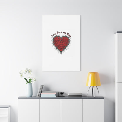Love Dark and Deep Heart Canvas, Nu Romantic Gothic Romance, 80s Nostalgia