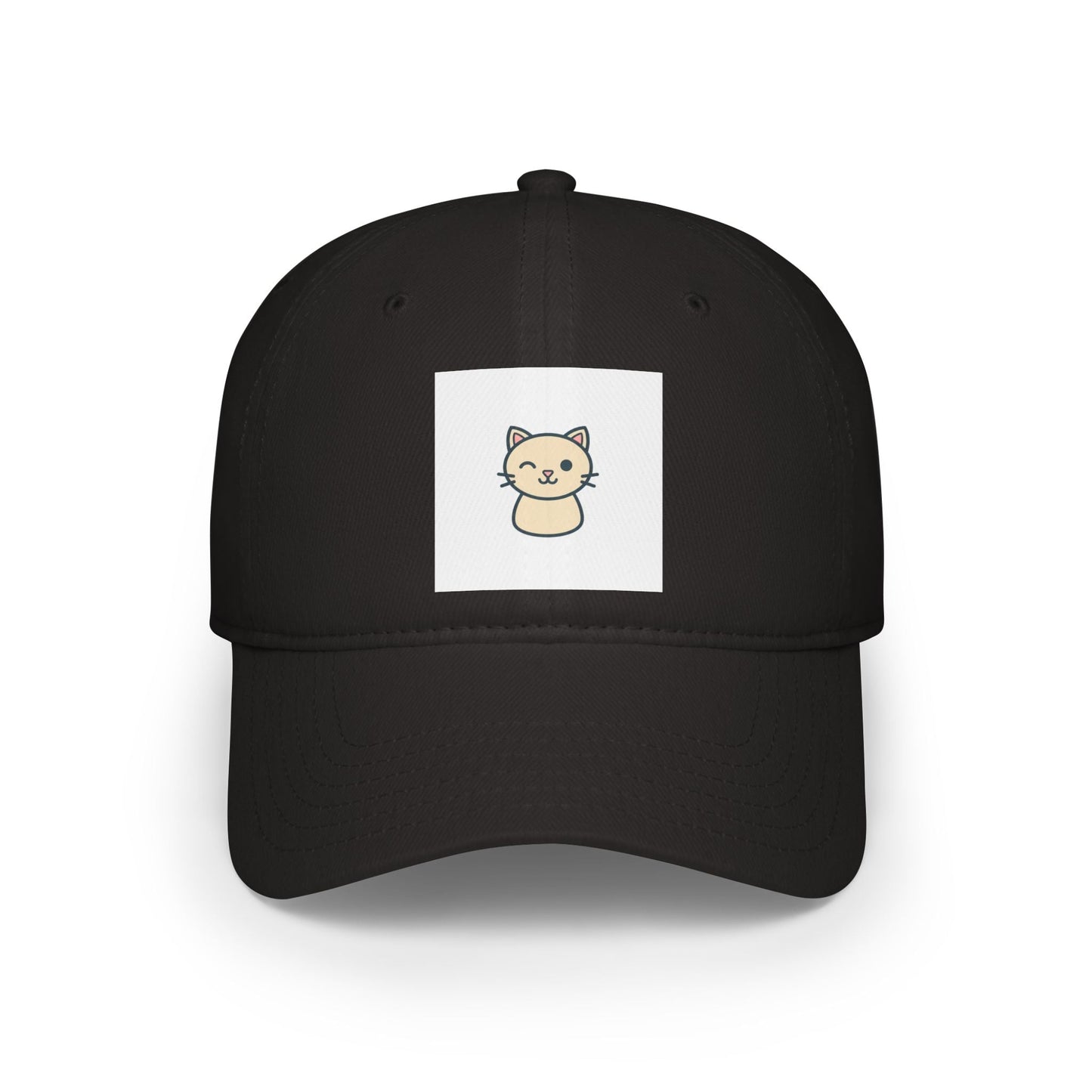 Cute Cat Patch Baseball Cap — Minimalist Kitten Embroidered Hat