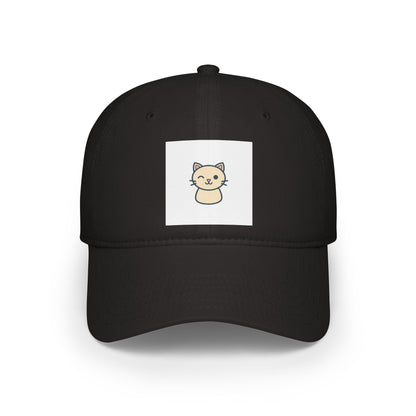 Cute Cat Patch Baseball Cap — Minimalist Kitten Embroidered Hat