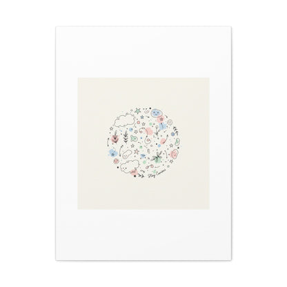 Doodle Circle Line Drawing Matte Canvas, Hand-Drawn Sketch Art