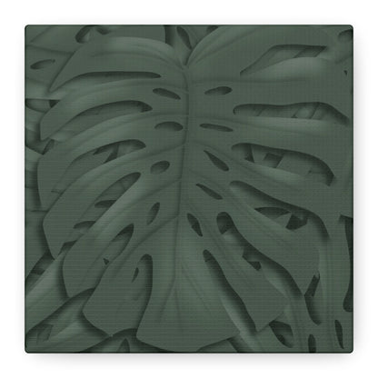 Deep Green Monstera Canvas Print – Botanical Wall Art