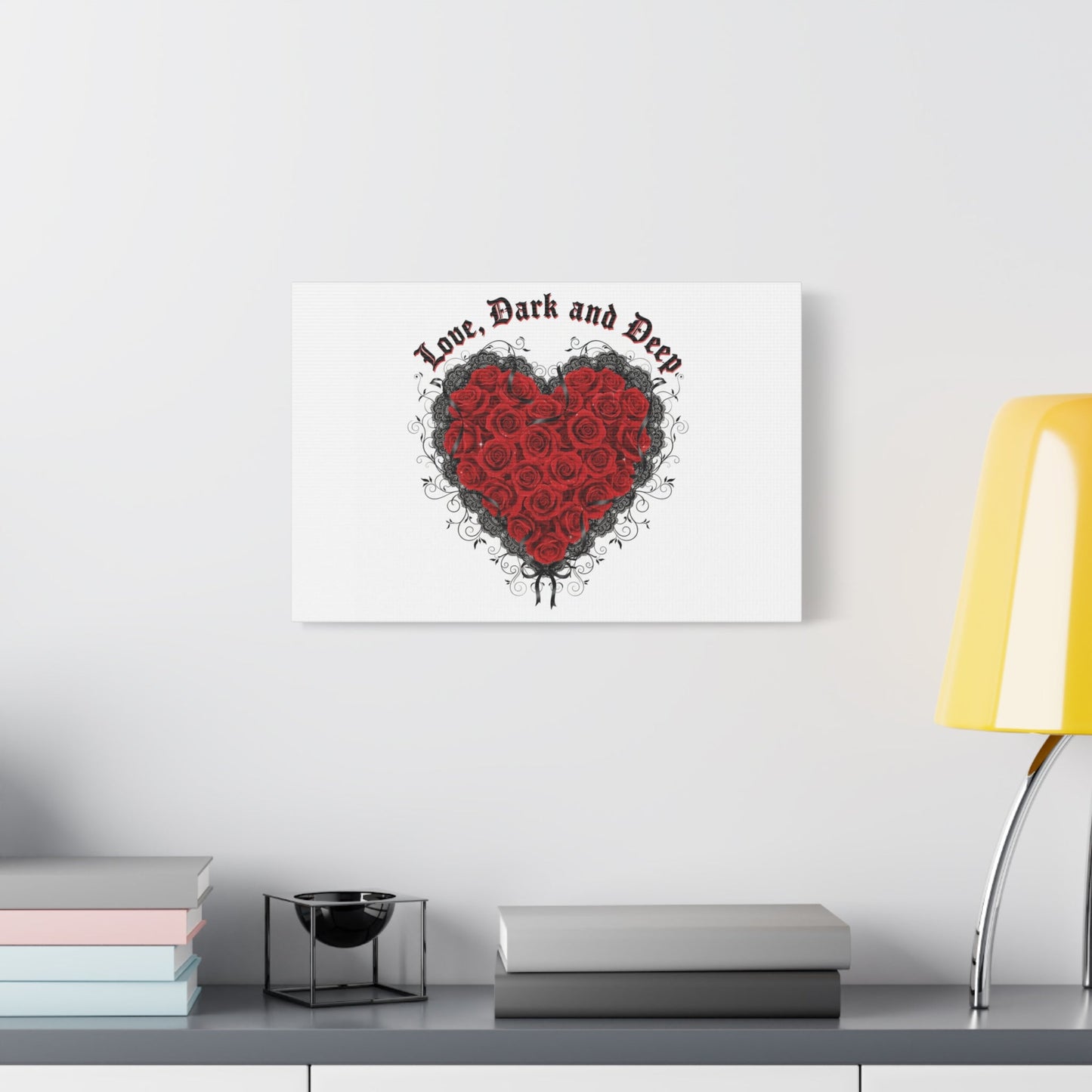 Love Dark and Deep Heart Canvas, Nu Romantic Gothic Romance, 80s Nostalgia
