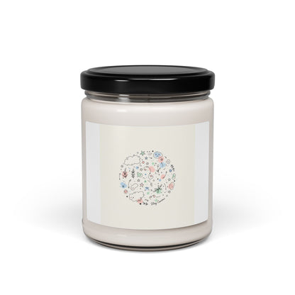 Floral Doodle Line Drawing Candle | Scented Soy 9oz