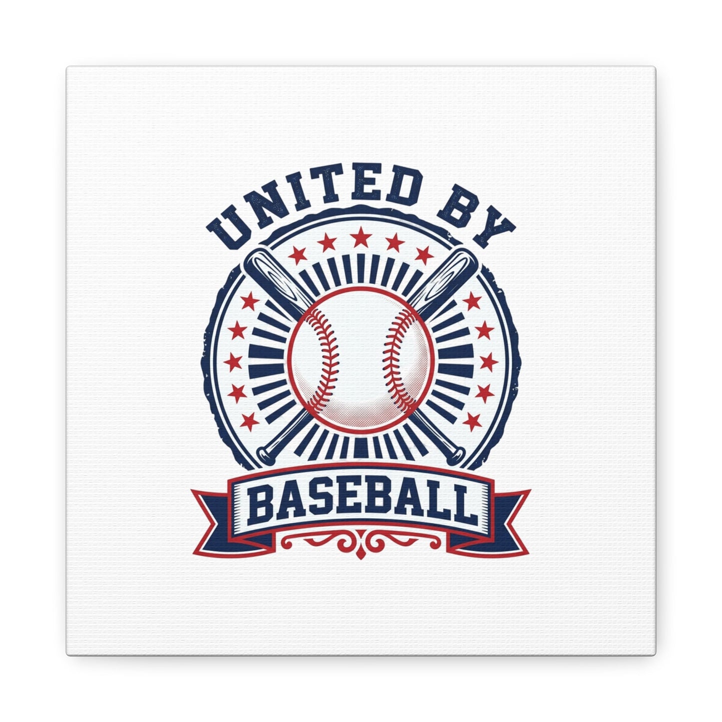 United by Baseball Canvas | Patriotic Baseball Graphic, Red White Blue Wall Art