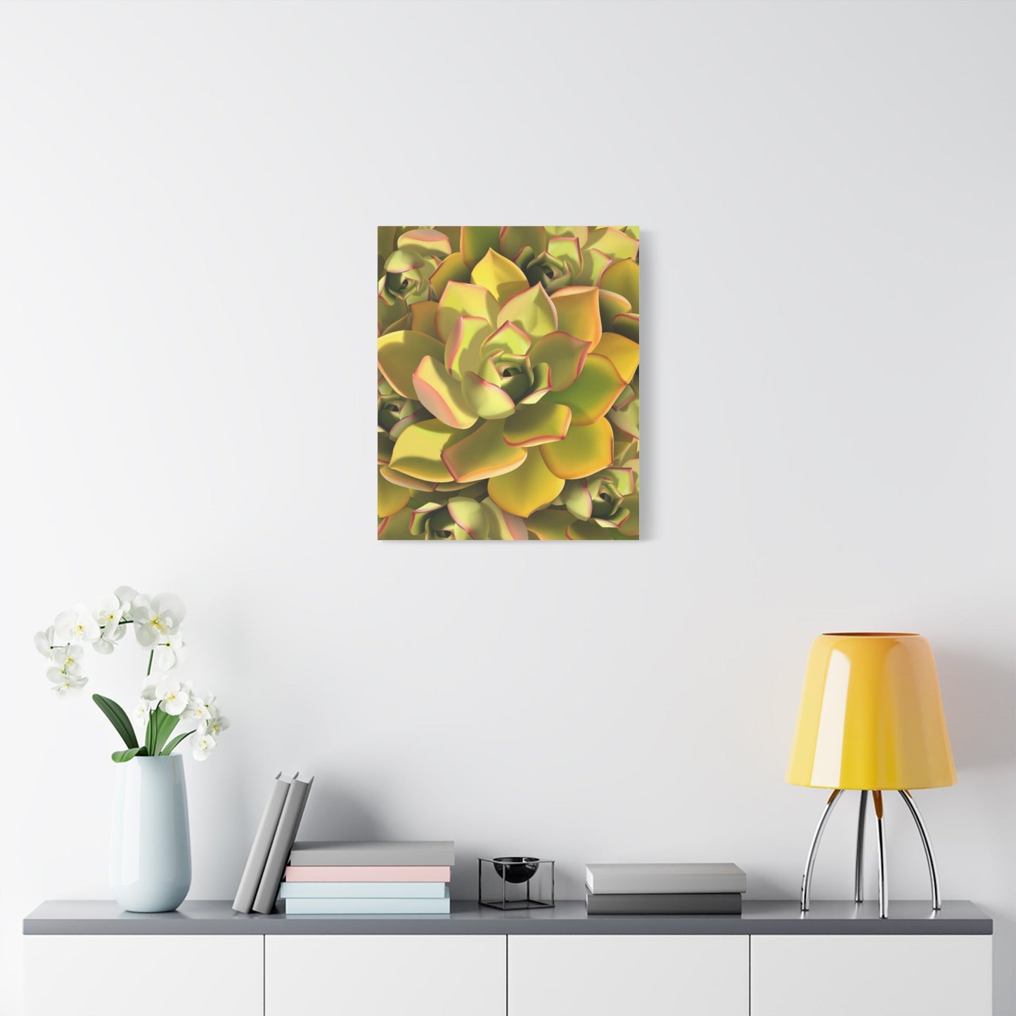 Noble Aeonium Succulent Pattern Canvas Print – Botanical Wall Art