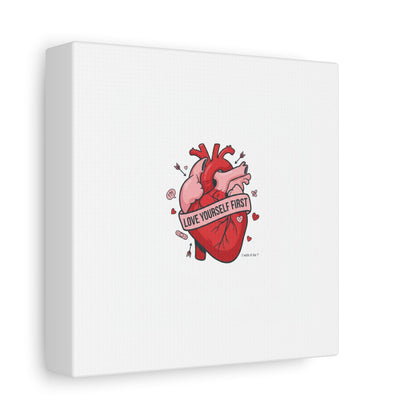 Love Yourself First Canvas, Hearts-with-a-Twist, Anti-Valentine Art