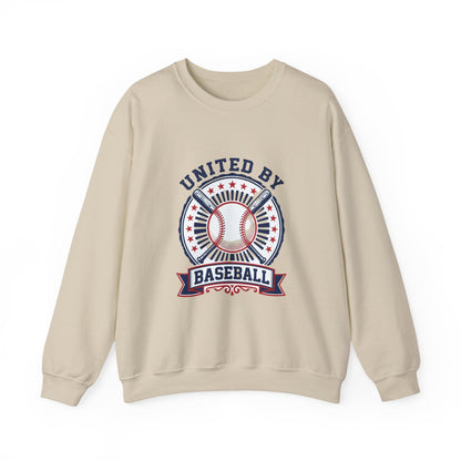 United by Baseball Crewneck Sweatshirt | Patriotic Baseball Graphic, Vintage Red White Blue