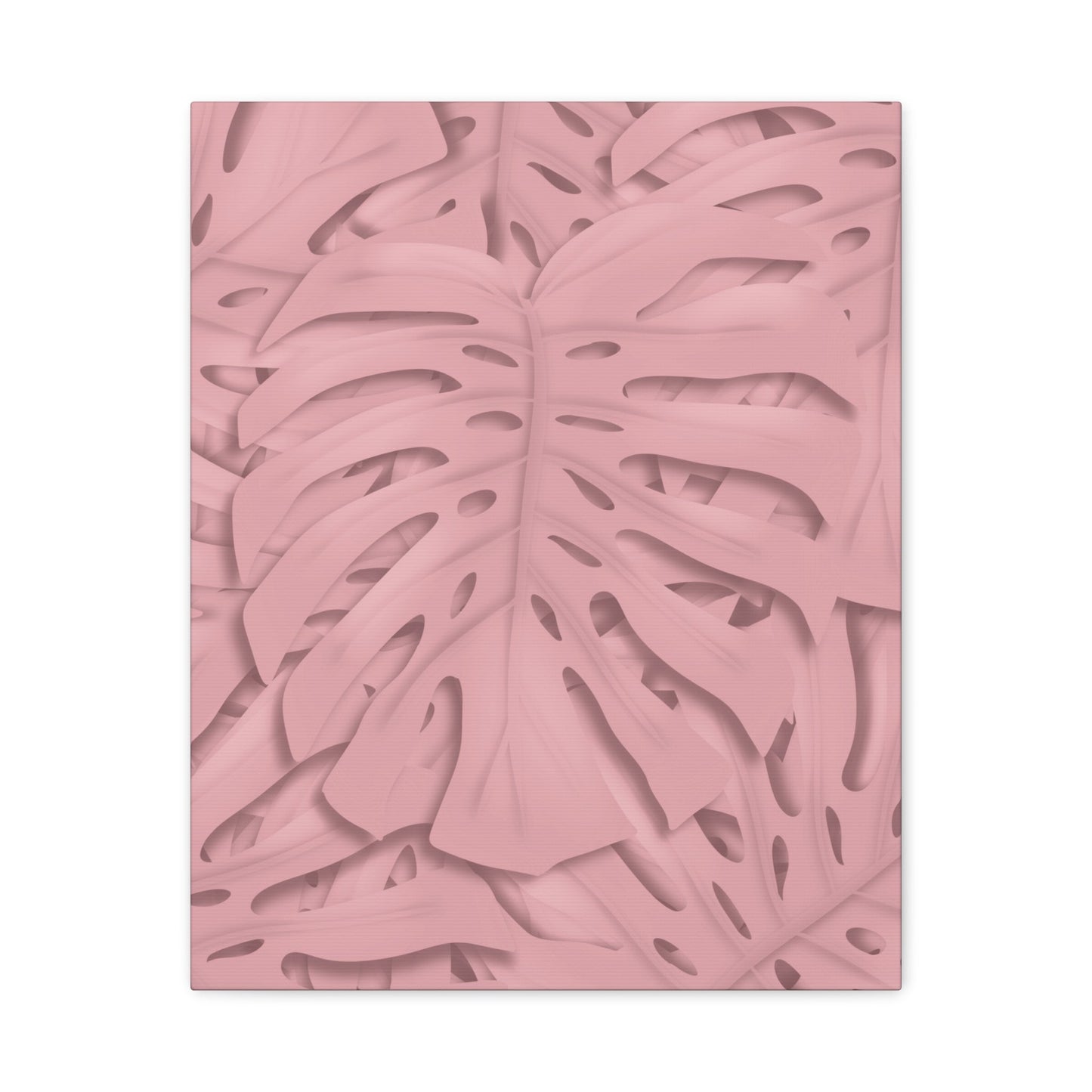 Soft Pink Monstera Canvas Print – Botanical Wall Art