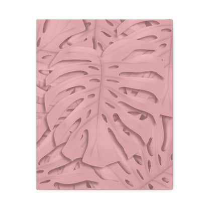 Soft Pink Monstera Canvas Print – Botanical Wall Art