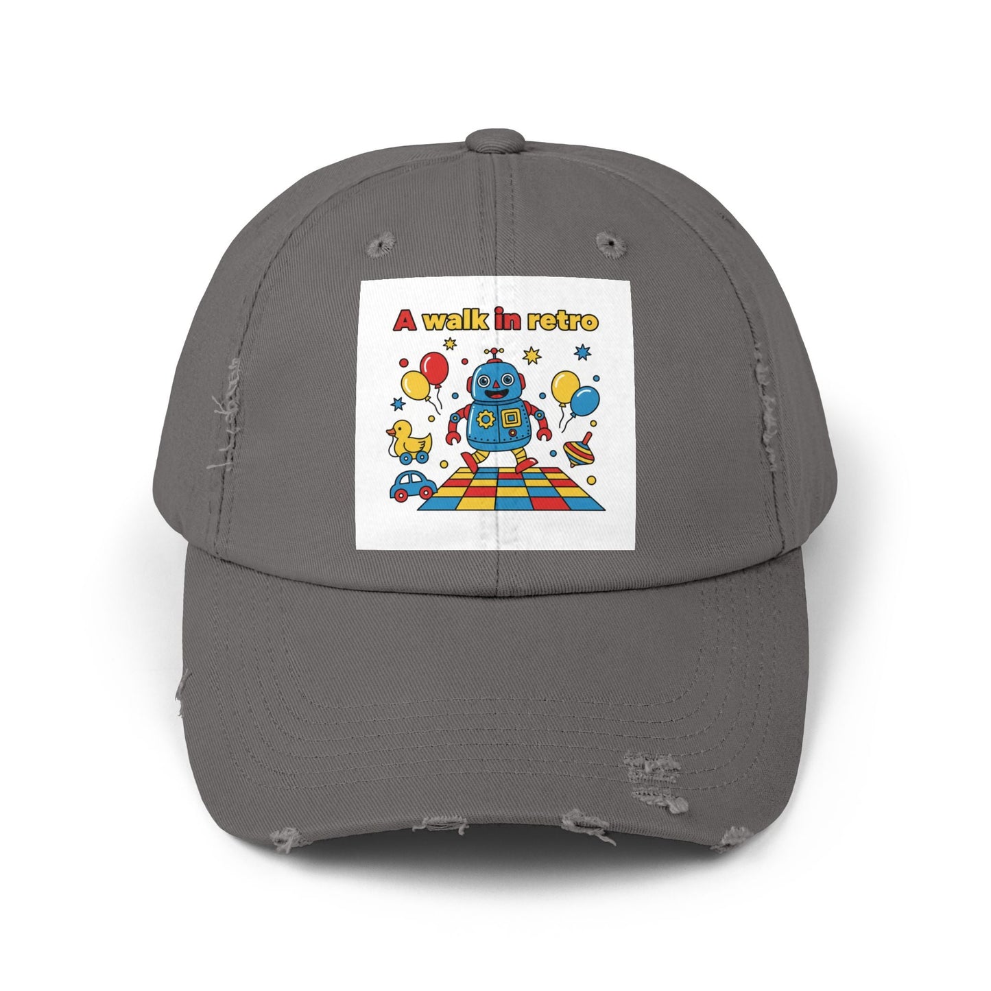 Retro Robot Baseball Cap - "A Walk in Retro" Distressed Patch Hat