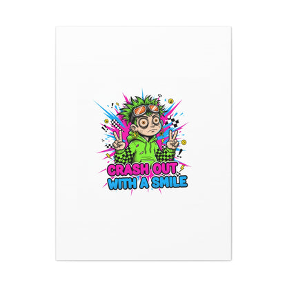 Crash Out With a Smile Canvas Print | Neon Skate Graffiti, Meme Meltdown Art