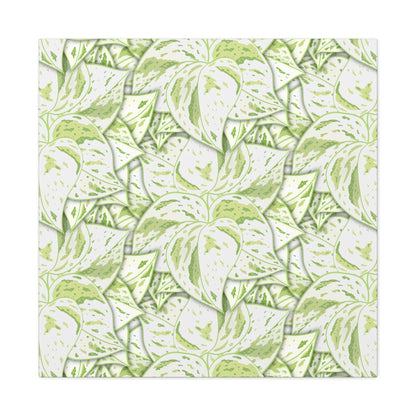 Snow Queen Pothos Pattern Canvas Print – Botanical Wall Art