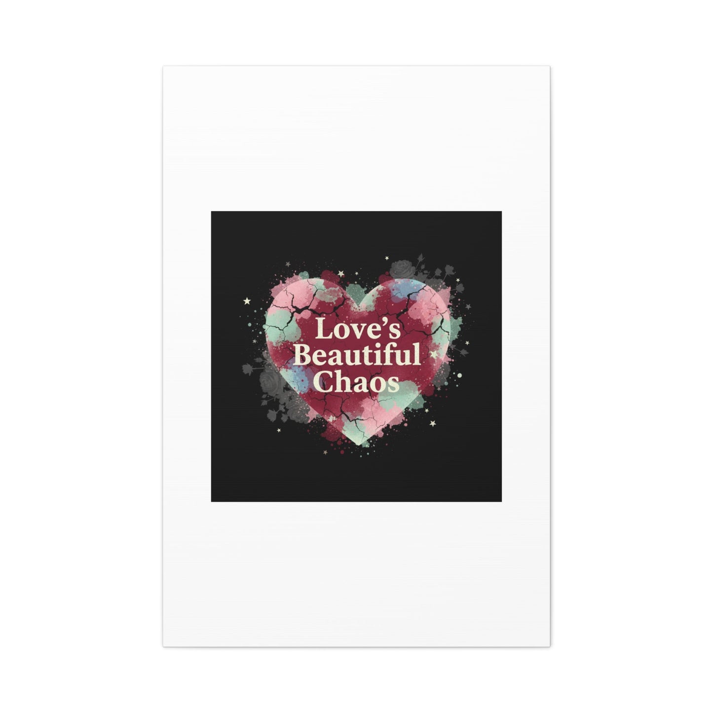 Love's Beautiful Chaos Canvas Print | Soft Grunge Hearts, Distressed Heart Art