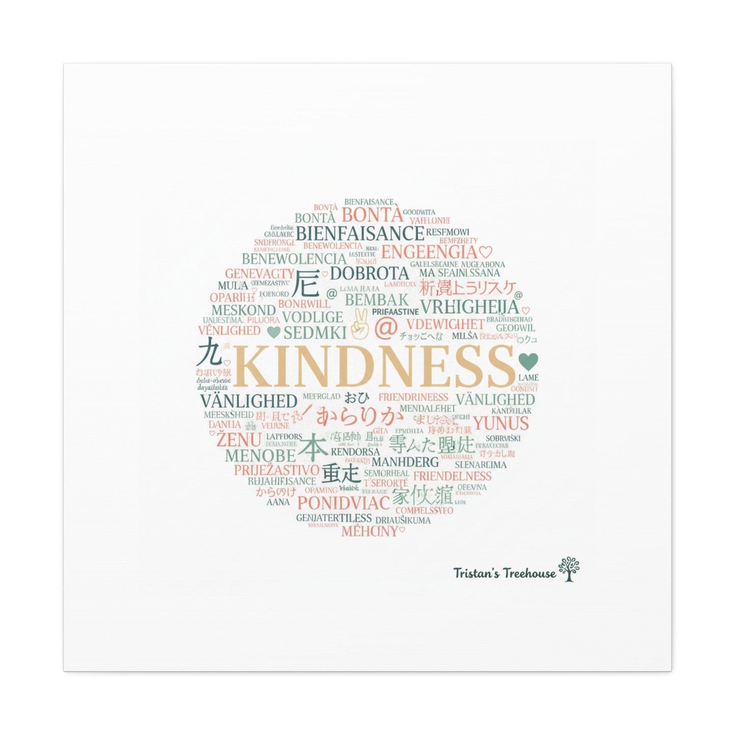 Kindness Word Cloud Canvas | Fresh Start Minimalist Wall Art