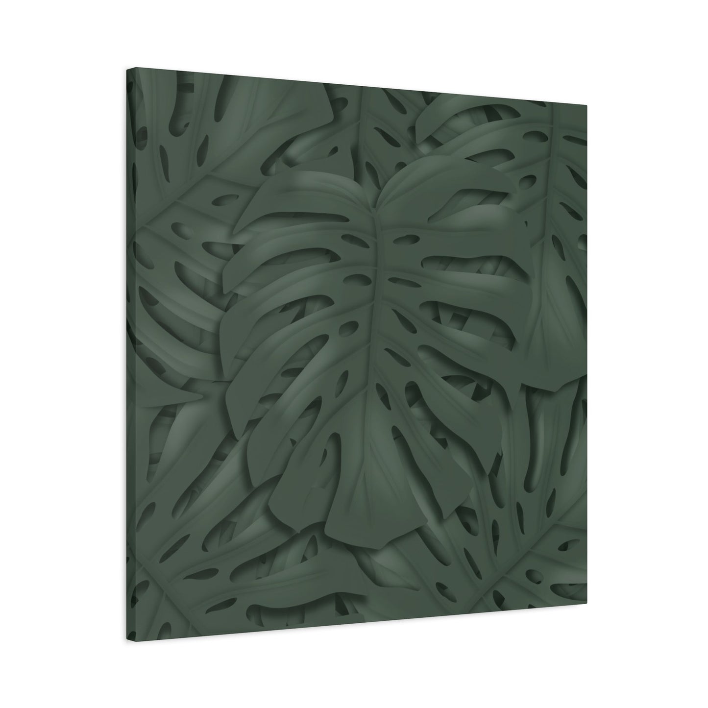 Deep Green Monstera Canvas Print – Botanical Wall Art