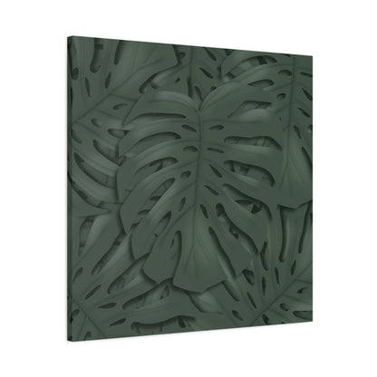 Deep Green Monstera Canvas Print – Botanical Wall Art