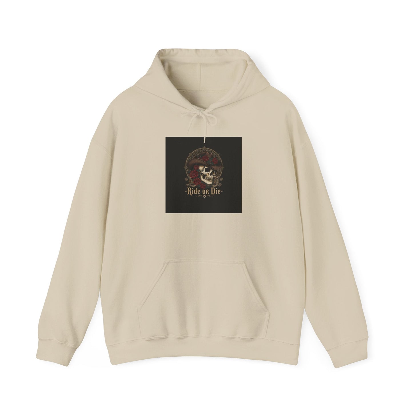 Ride or Die Skull, Hoodie | western skull art, gothic Americana