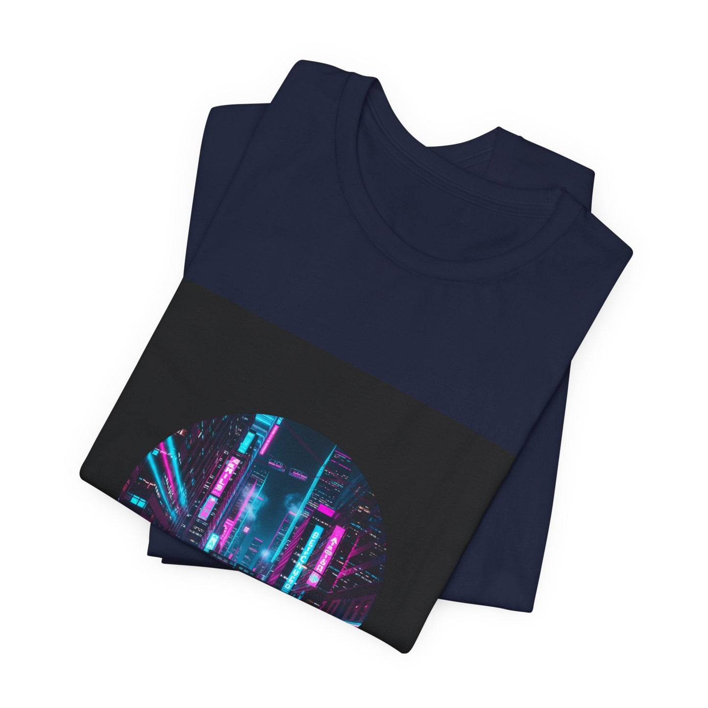 Neon Cyberpunk Skyline Tee | synthwave skyline, future city art