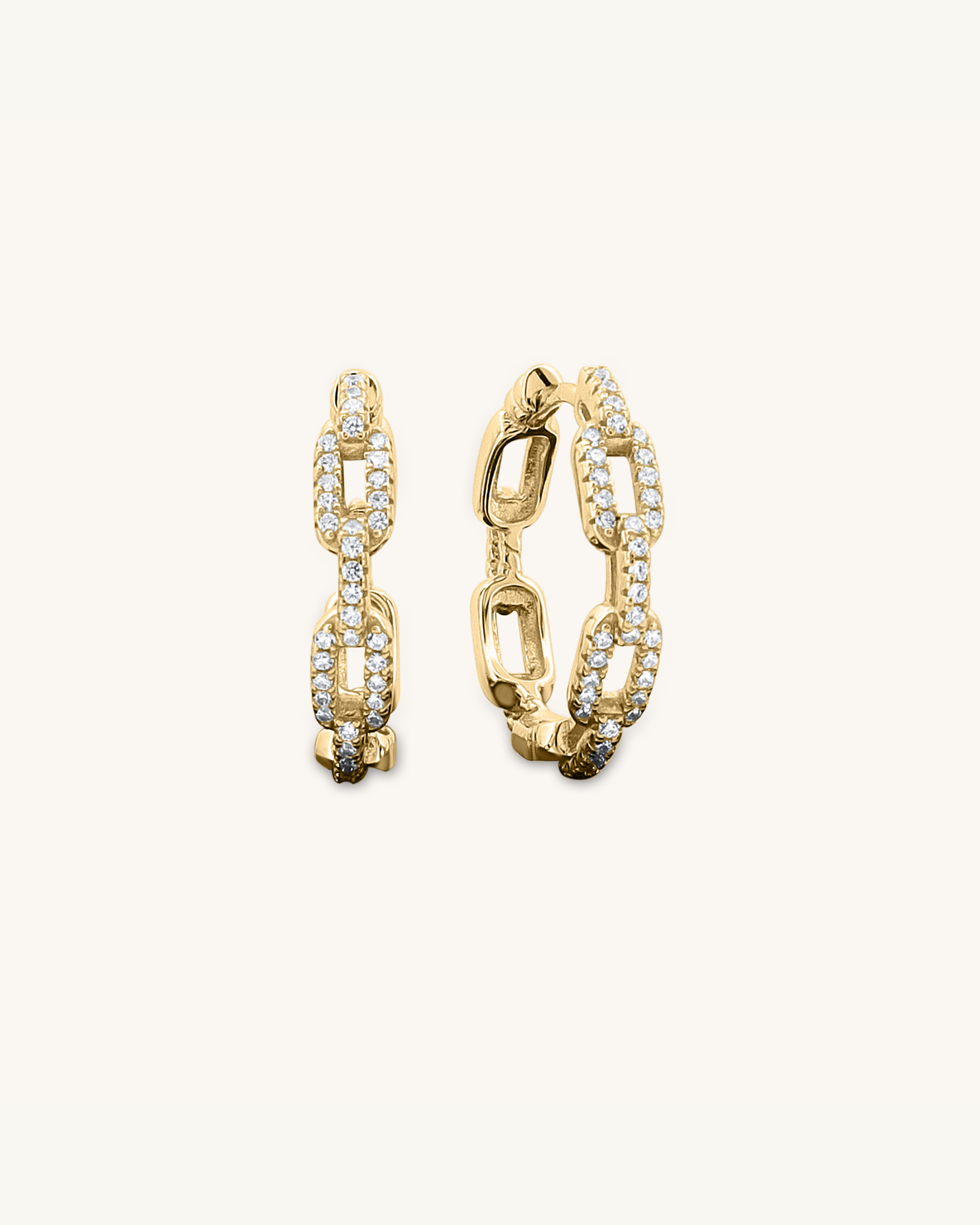 Pave Stone Paperclip Hoops