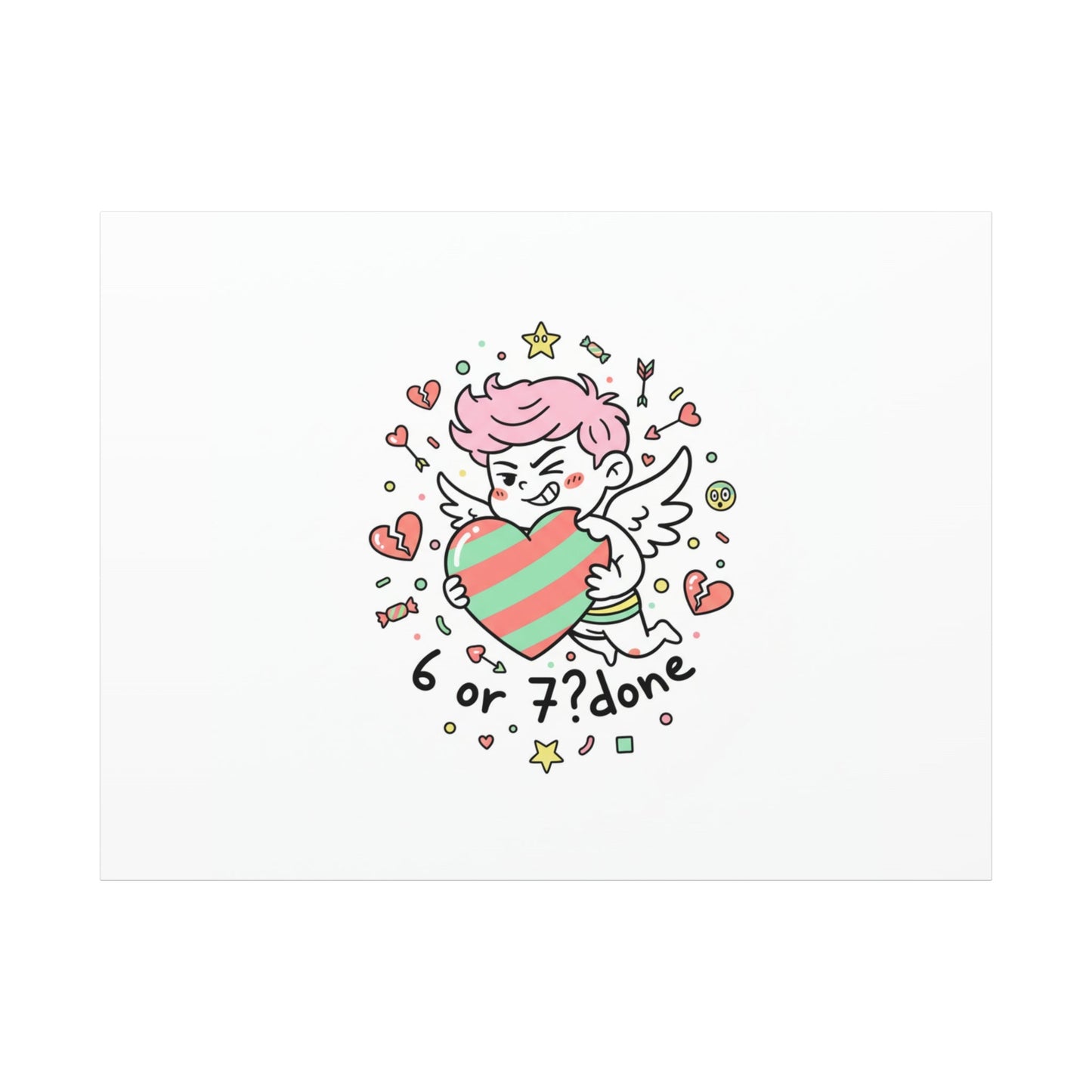 Weird Cupid heart illustration Canvas | Weird Valentine, quirky chaotic love