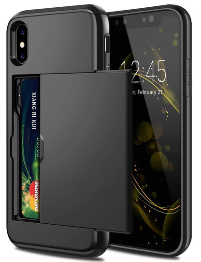 Card Case Wallet Protector - Hidden Dual Layer Armor Defender for iPhone 11, 12 & 13