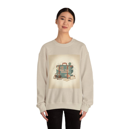 Vintage Passport Stamp Luggage Crewneck Sweatshirt | retro travel postcard, wanderlust design