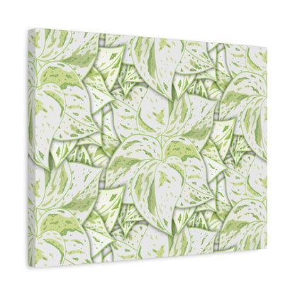 Snow Queen Pothos Pattern Canvas Print – Botanical Wall Art