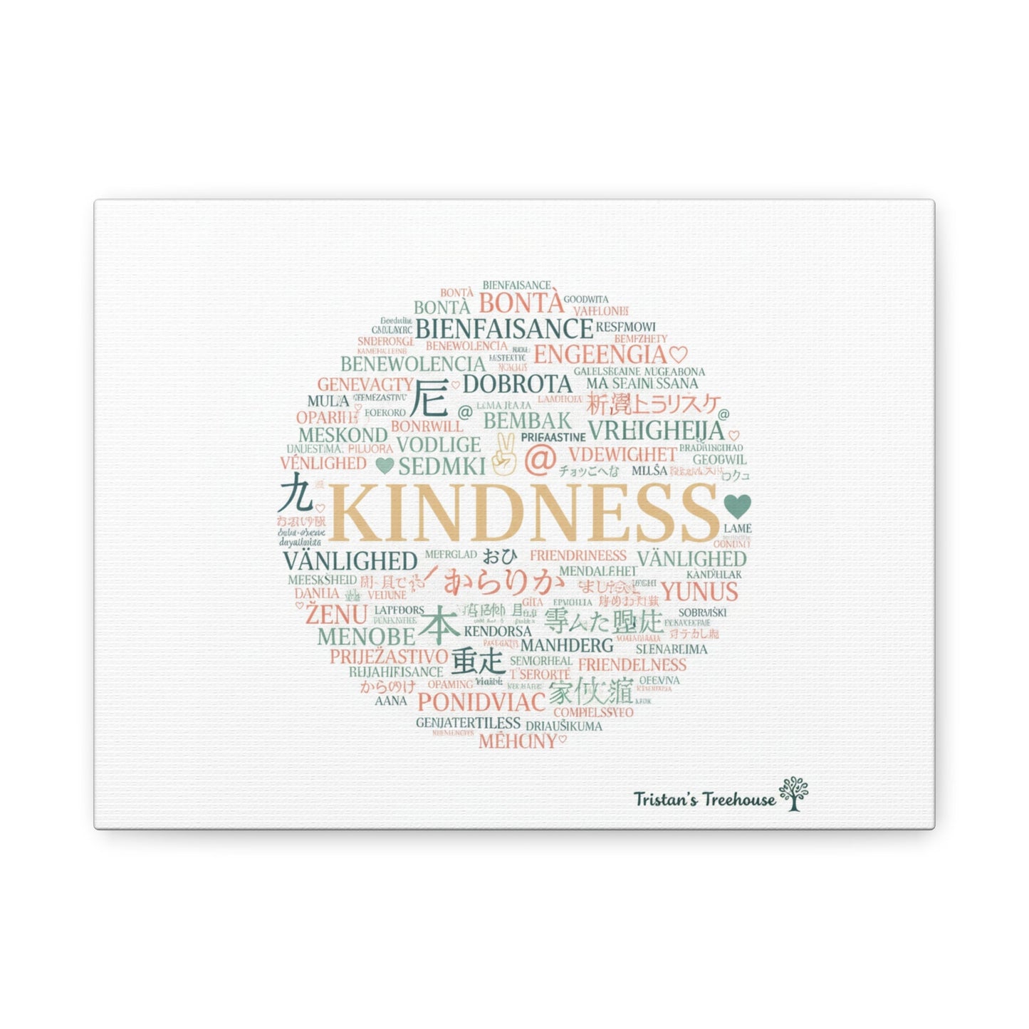 Kindness Word Cloud Canvas | Fresh Start Minimalist Wall Art