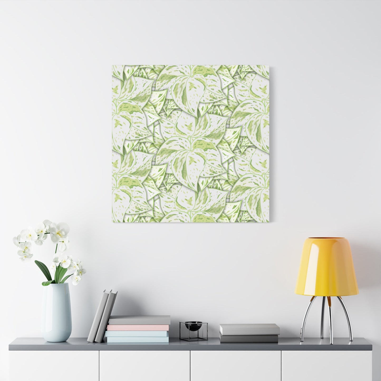 Snow Queen Pothos Pattern Canvas Print – Botanical Wall Art