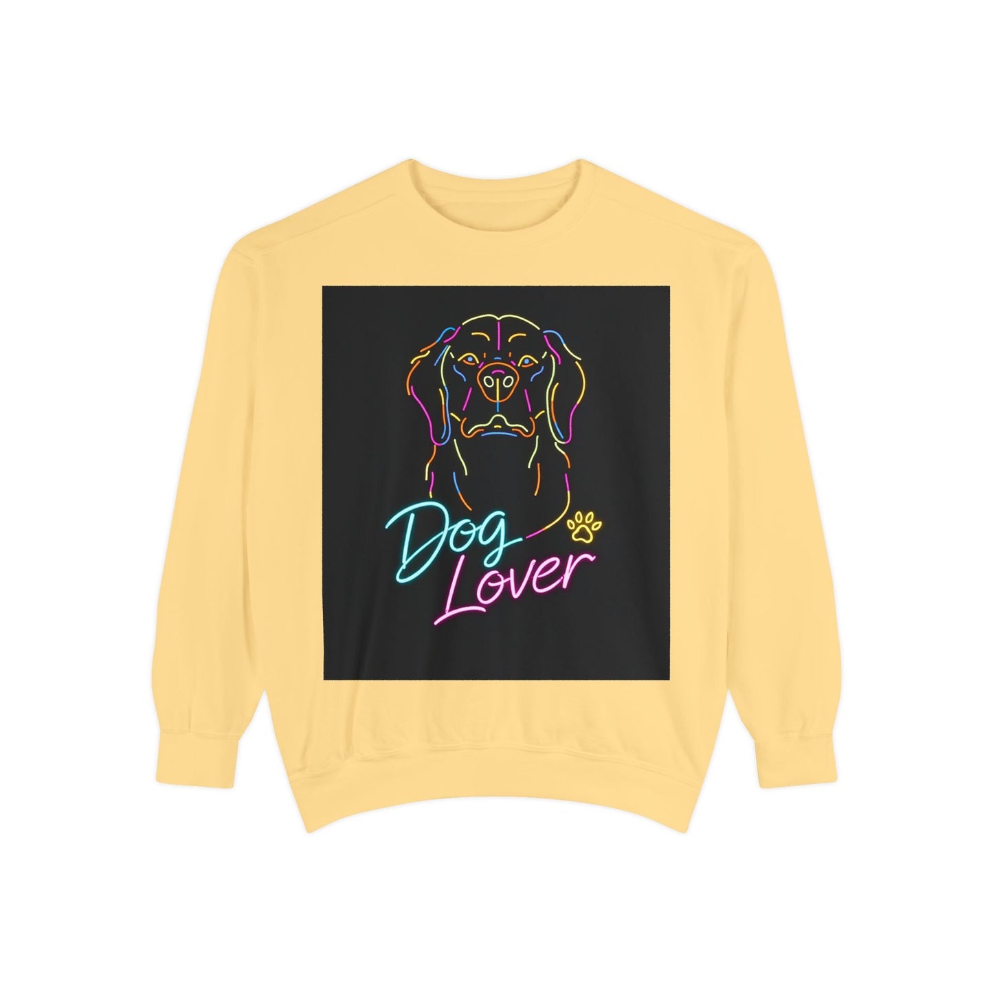 Dog Lover Sweatshirt — Neon Puppy Graphic Crewneck