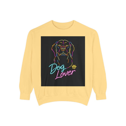 Dog Lover Sweatshirt — Neon Puppy Graphic Crewneck