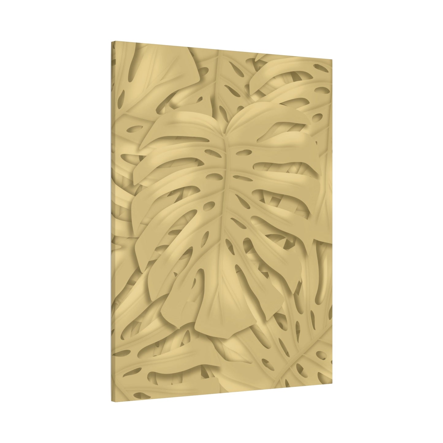 Golden Monstera Canvas Print – Botanical Wall Art