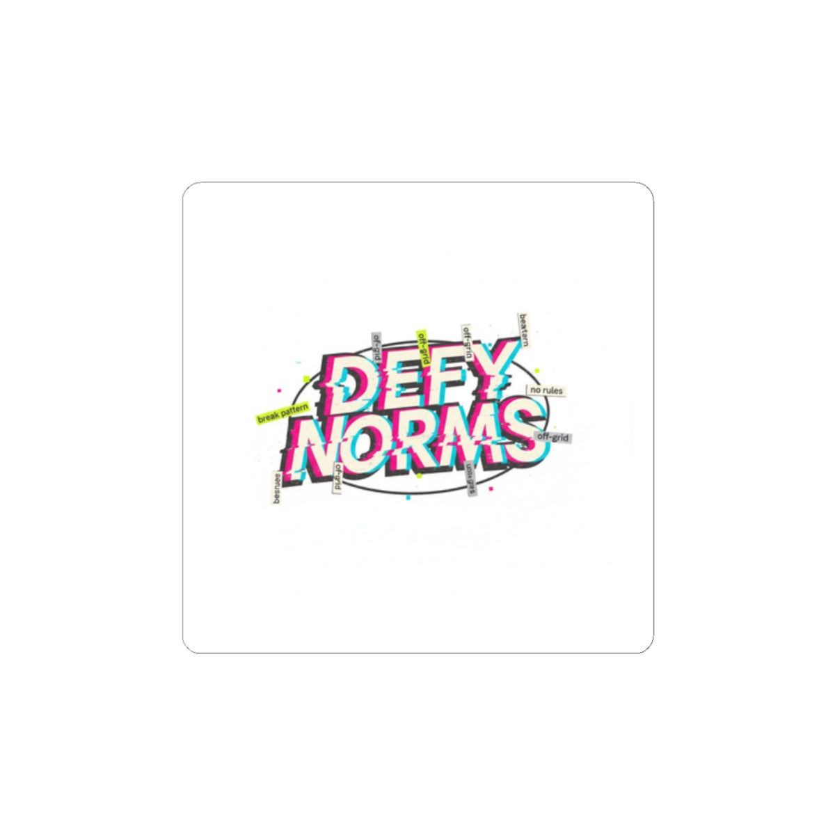 Defy Norms Sticker | Anti-Aesthetic, Glitch Font, Chaotic Design