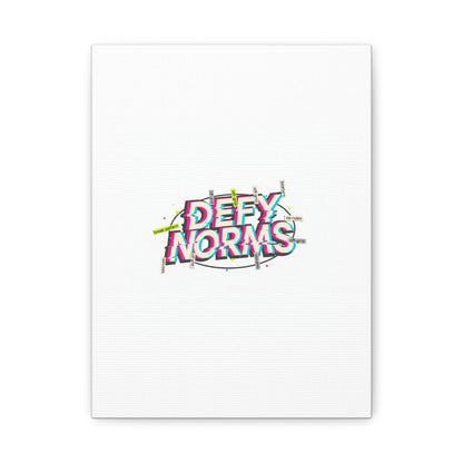 Defy Norms Canvas, Anti-Aesthetic Glitch Typography, Brutalist Poster Style