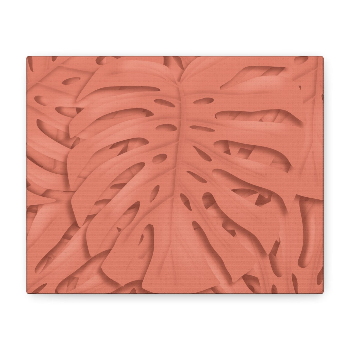 Coral Monstera Canvas Print – Botanical Wall Art